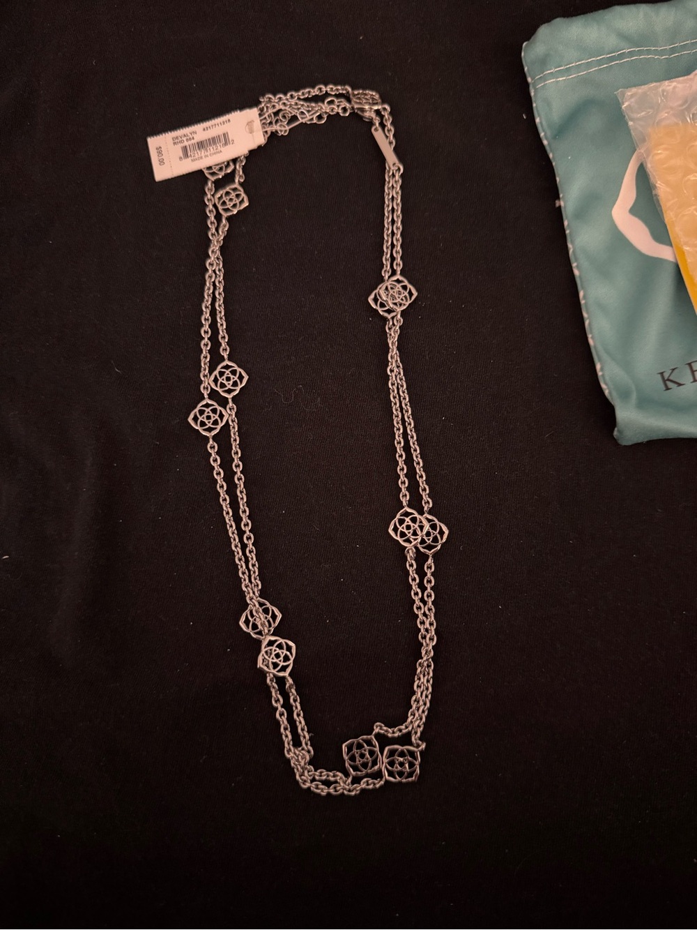 Kendra Scott Silver Openwork Floral Link Long Necklace